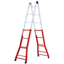 E'Chelle Te'lescopique En Acier Soude' 4+4 Marches Max. Echelle Extensible 376 Cm Capacite' 100 Kg