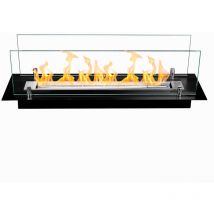 Divina Fire - Brûleur de cheminée au bioéthanol en acier avec verre de 65 cm