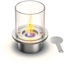 Divina Fire - Brûleur rond avec verre pour cheminée au bioéthanol, biocheminée en acier inoxydable 1,5 lt d.25