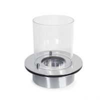 Brûleur rond avec verre pour cheminée au bioéthanol, biocheminée en acier inoxydable 3 lt d.35