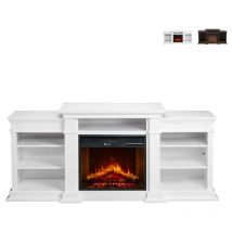 Divina Fire - Cheminée électrique en bois blanc L179 x P48 x H85 Biden - Blanc