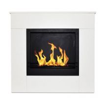 Divina Fire - Cheminée au bioéthanol sur pied en bois blanc Made in Italy Michelangelo 96x36x90h
