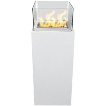 Divina Fire - Cheminée au bioéthanol sur pied pour intérieur et extérieur Ischia Blanc 40x40x115