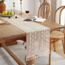 Chemin de Table, Chemin Table Vintage Au Crochet, Chemin de Table Dentelle, Chemin Table Vintage Beige, pour Boho Rustique Décor Mariage, Mariée &