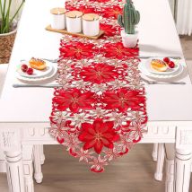 Chemin de table de Noël pour les fêtes, broderie florale découpée, décoration de table pour la maison, salle à manger, décoration de table de Noël,