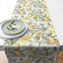 Chemin de table en coton Citrons 40 x 150 cm