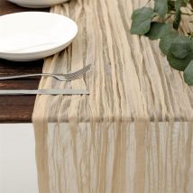 Chemin de Table en étamine, Chemin Table pour événement, Mariage Decor, Noël, Beige, 90×300CM,Beige