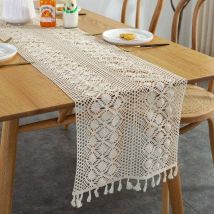Chemin de table en macramé rectangulaire, dentelle au crochet, élégante nappe en maille pour rustique, crochet, style bohème, vintage, maison de