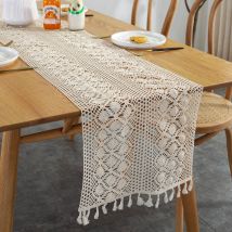 Chemin de table en macramé rectangulaire, dentelle au crochet, élégante nappe en maille pour rustique, crochet, style bohème, vintage, maison de