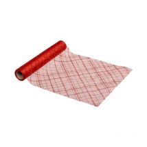 Chemin de Table en Tissu "Carreaux" 28x500cm Rouge