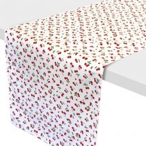 Chemin de table enduit cerises 45x150 cm