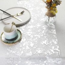 Chemin de Table Filet avec Feuille d'argent 28cmx5m, Ruban de Table Métallisé(Argent, 5m)