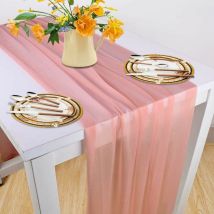 Chemin de table moderne - 70 x 300 cm - En mousseline de soie - Style bohème - Décoration de table - Pour le salon, la table, le mariage,