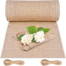 Chemin de Table Toile de Jute 30cm10M Chemin de Table Jute Bords Cousus pour Mariage Festival Fête Décorations