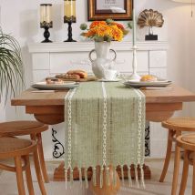 Chemin de Table Vert Sauge,32 x 228 cm,Chemin de Table pour l'intérieur et l'extérieur,Vert