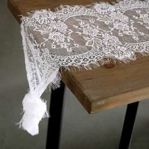 Chemin Table en Dent Blanche, Nappe Dent Blanche Classique, pour la Décoration Table, Décoration Maison Fête Mariage, 37cmX300cm (Blanc)
