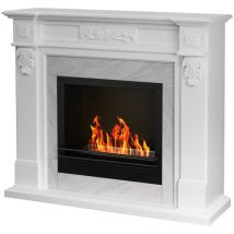 Cheminée bioéthanol cheminée TRUMAN effet marbre blanc L121 x P38 x H108
