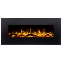 Vente-unique - Cheminée électrique murale lalita - L110 x P14 x H49 cm - Noire