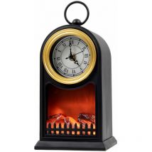 Cheminée led 25 cm avec minuterie / batterie / usb - real flame effect - avec horloge