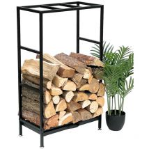Dandibo - tagère à bois Intérieur Métal Noir Support de bois de cheminée 80 cm avec tiroir 96356 Panier à bois Support de bois de cheminée Étagère à