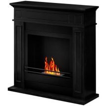 Cheminée bioéthanol au sol cheminée biologique JEFFERSON Noir L 89,5 x H90,5 x P28