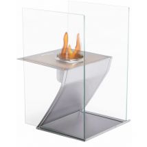 Purline - Cheminée de table à l'éthanol en acier inoxydable et verre trempé