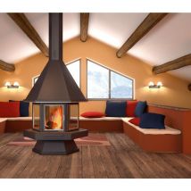 Focgrup - Cheminée centrale à foyer fermé montana 16 kW CH56PCI inox