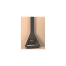 Cheminée Centrale Avec Porte En Verre Et Cadre Anthracite, Rebord En Marbre Travertin 18 Kw