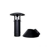 Cheminee coaxial noir d. 80/125 terminal vertical en acier 316 pour poele a pellets ce Made in Italy uni 1856/2