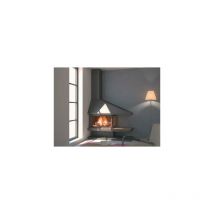 Focgrup - Cheminée À Bois De Coin Noire Avec Porte En Verre Et Cadre Anthracite 14 Kw