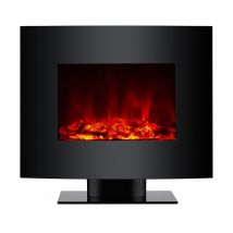Purline - Cheminée électrique 2kW verre trempé noir avec télécommande