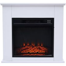 Purline - Cheminée électrique au sol de 2kW en acier laqué blanc avec télécommande