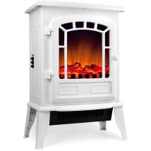 Cheminée électrique 2000W chauffage led effet feu de cheminee design poêle à bois Blanc