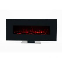 Kekai - Cheminée Électrique Murale 1600W Minesota 84x26x53cm Noir Simulation de Feu Télécommande Intérieur