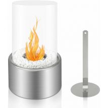 Jusch - Cheminée Éthanol de Table, 16.5 x 16.5 x 27.5 cm, Argent