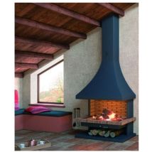 Focgrup - Cheminée Frontale À Base Et Foyer Réfractaire 10.5 Kw 2700x1054x730 Mm