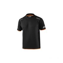 T-shirt Sparco Tech Tucson en coton et polyester couleur Noir/Orange Fluo taille l avec bandes re'fle'chissantes haute visibilite' avec effet pique'