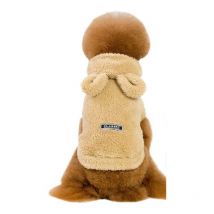 Chemise, peignoir à capuche pour chiens et chats, polaire, chaud et moelleux m Beige