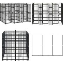 Chenil d'extérieur pour chiens Acier 5,53 m² - Chenil Pour Chien - Abri Pour Chien - Niche Pour Chien - Aire De Jeux Pour Chien - Enceinte Pour Chien