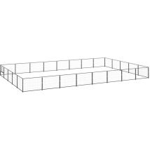 Chenil extérieur cage enclos parc animaux chien 40 m² acier noir