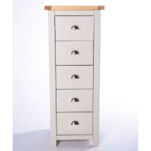 Columbia - Chest of Drawers 5 Drawer Narrow Light Grey Bedroom Furniture Storage Wooden - Light Grey