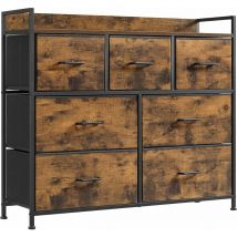 Chest of Drawers, Bedroom Cabinet, 7 Fabric Drawers with Handles, Metal Frame, Industrial Design by Songmics Rustic Brown and Black LTS137B01