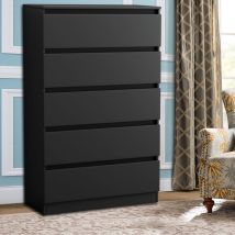 Chest of Drawers Storage Bedroom Furniture Cabinet 5 Drawer Black 70x40x112cm - NRG