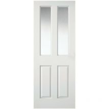 Wickes - Chester White Clear Glazed Grained Moulded 4 Panel Internal Door - 1981 x 686mm
