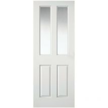 Chester White Clear Glazed Grained Moulded 4 Panel Internal Door - 1981 x 762mm