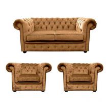 Chesterfield 2 Seater Sofa + 2 x Club Chairs Old English Tan Leather Sofa Offer