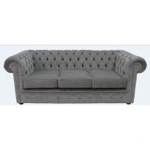 Chesterfield 3 Seater Settee Pimlico Grey Fabric Sofa Offer