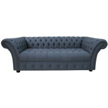 Chesterfield Balmoral 3 Seater Buttoned Seat Sofa Settee Grampian Marine Blue Fabric