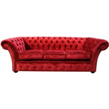Chesterfield Balmoral 3 Seater Sofa Settee Velvet Modena Pillarbox Red