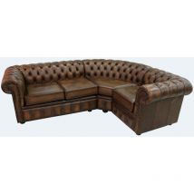 Chesterfield Corner Sofa 2 Seater + Corner + 1 Seater Antique Tan Leather